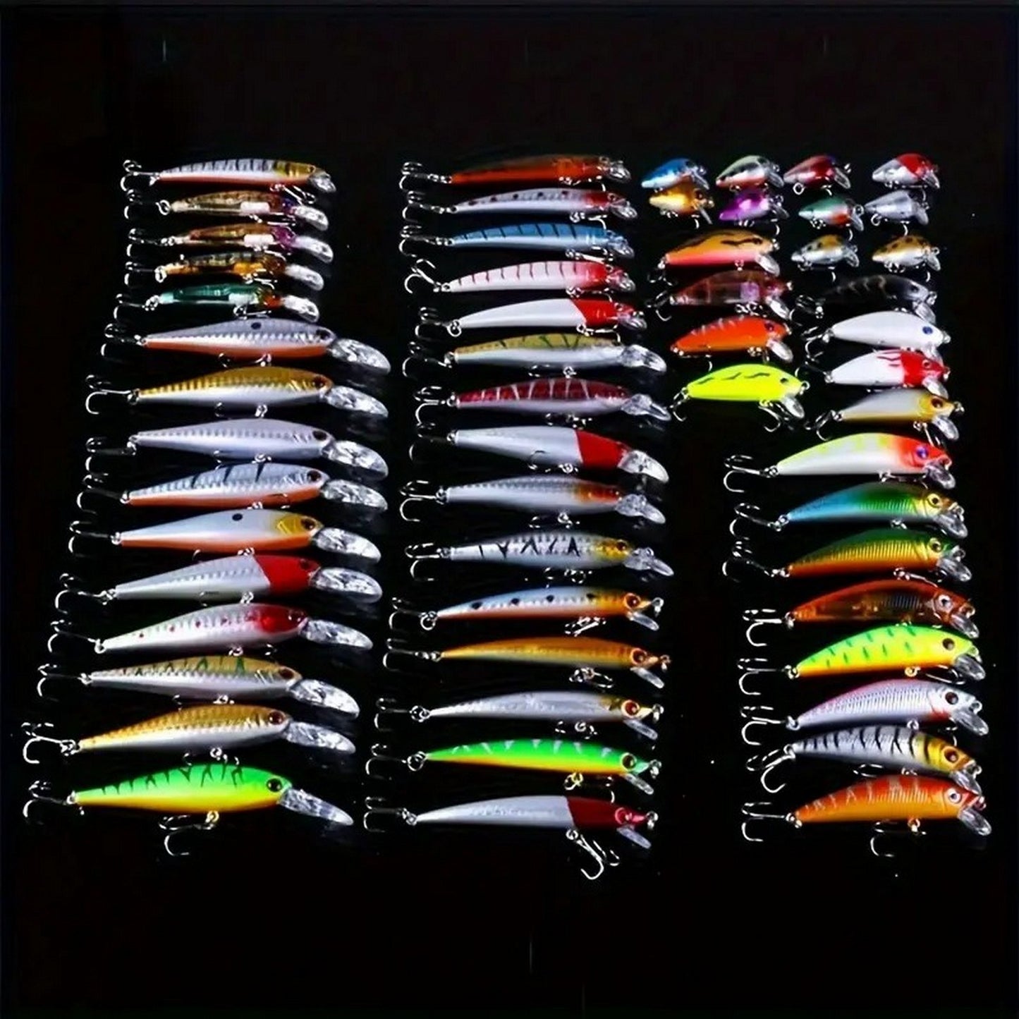 56pcs Premium Minnow Fishing Lures Kit - Hard Bait Plastic Tackle Crank Baits for Freshwater and Saltwater Fishing - Lifelike Design for Increased Catch Rates Ban on Amazon sales