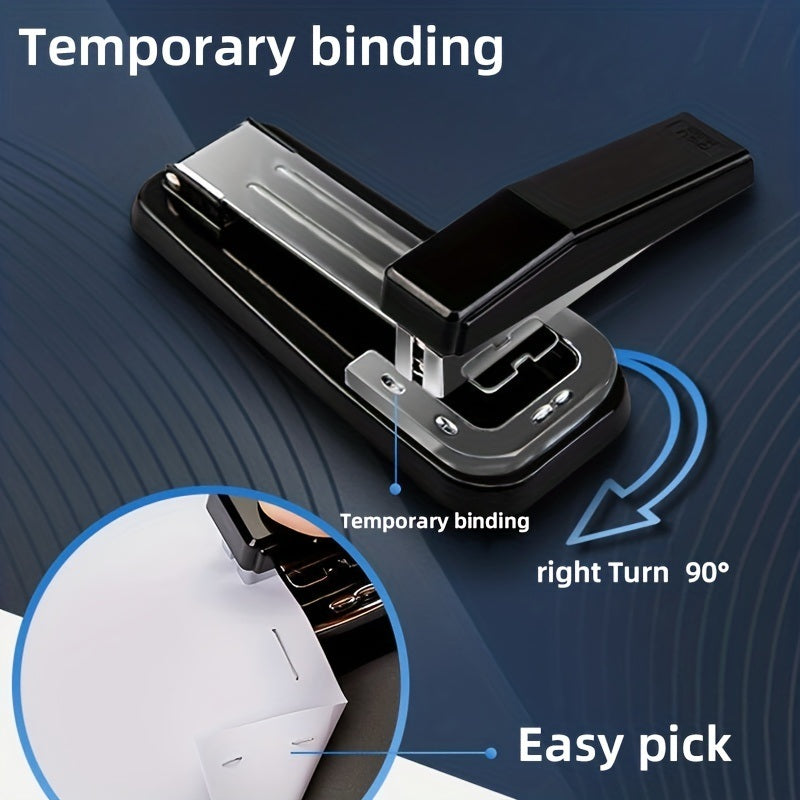 1 Piece 360° Rotatable Stapler, Black Non-slip Desktop Stapler, Can Bind 50 Staples, Bind 25 Sheets Of Paper, For Office, School Booklet Or Book Binding, Paper Binding