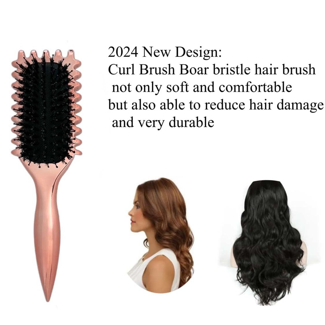 Gold Plated Curling Brush, Curl Defining Brush, Curl Brush For Curly Hair, For Combing And Shaping Men's And Women's Curls To Reduce Pulling And Curl Separation