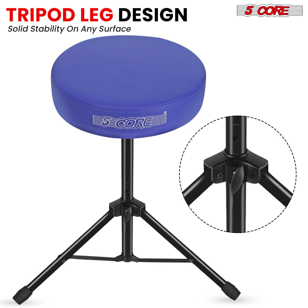 5Core Drum Throne Padded Guitar Stool Height Adjustable Drummer Seat Music Chair for Adults And Kids - DS 01