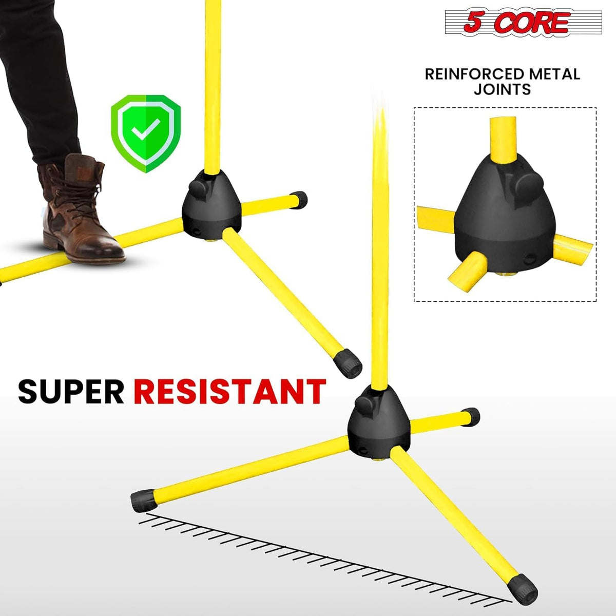 5 Core Tripod Mic Stand Heavy Duty Height Adjustable Floor Microphone Boom Arm Pedestal Para Microfono for Singing On Stage Studio - MS 080 YLW