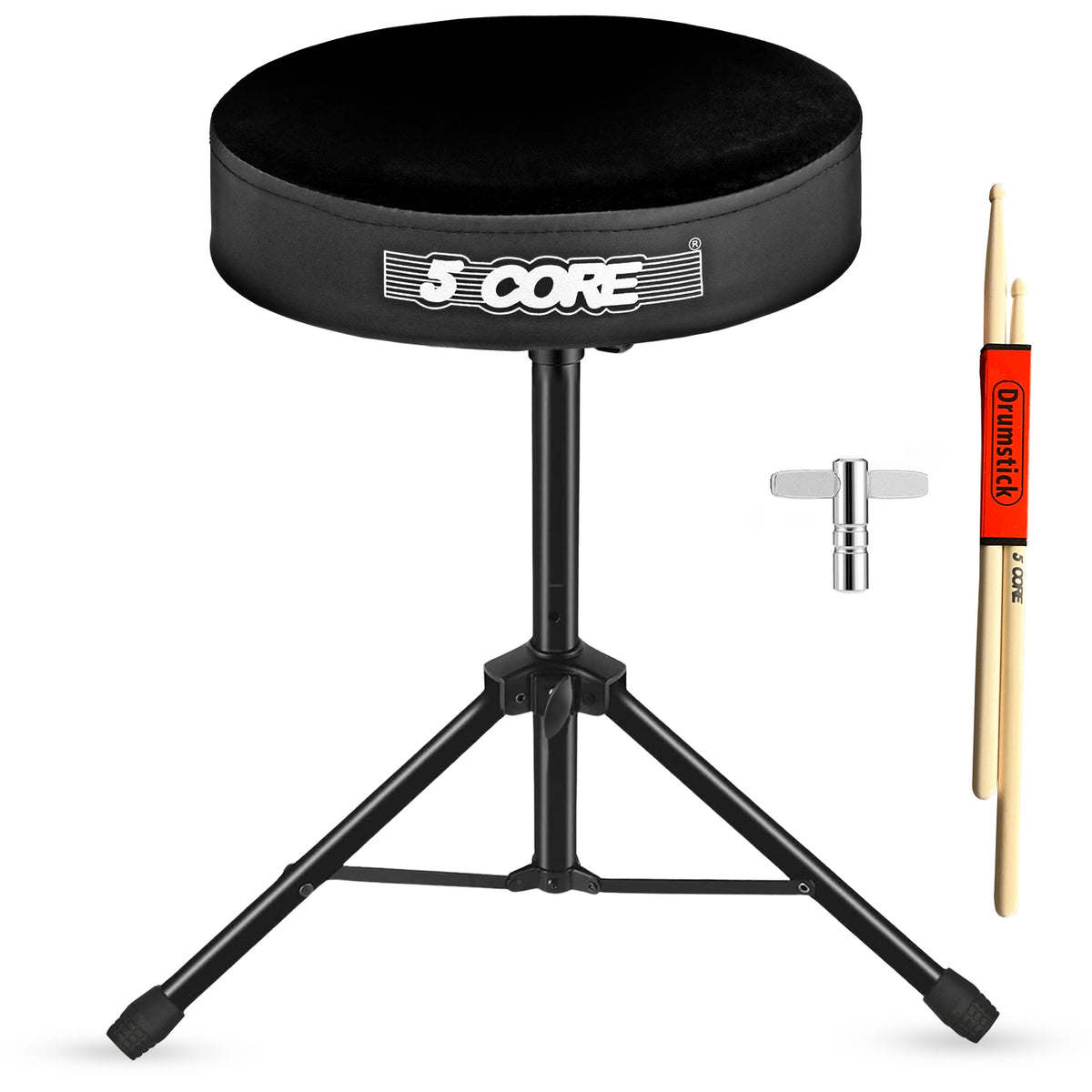 5Core Drum Throne Padded Guitar Stool Height Adjustable Drummer Seat Music Chair for Adults And Kids - DS 01