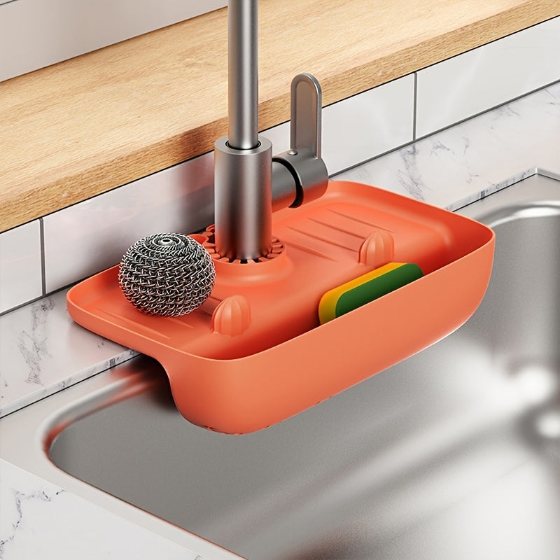 1pc Splash Guard For Sink Faucet; 10.63\"x5.51\"; Faucet Drain Rack; Super Absorbent Fast Drying Mat Sink Gadgets; Drip Catcher For Kitchen; Drain Storage Rack For Kitchen Rag And Sponge Brush
