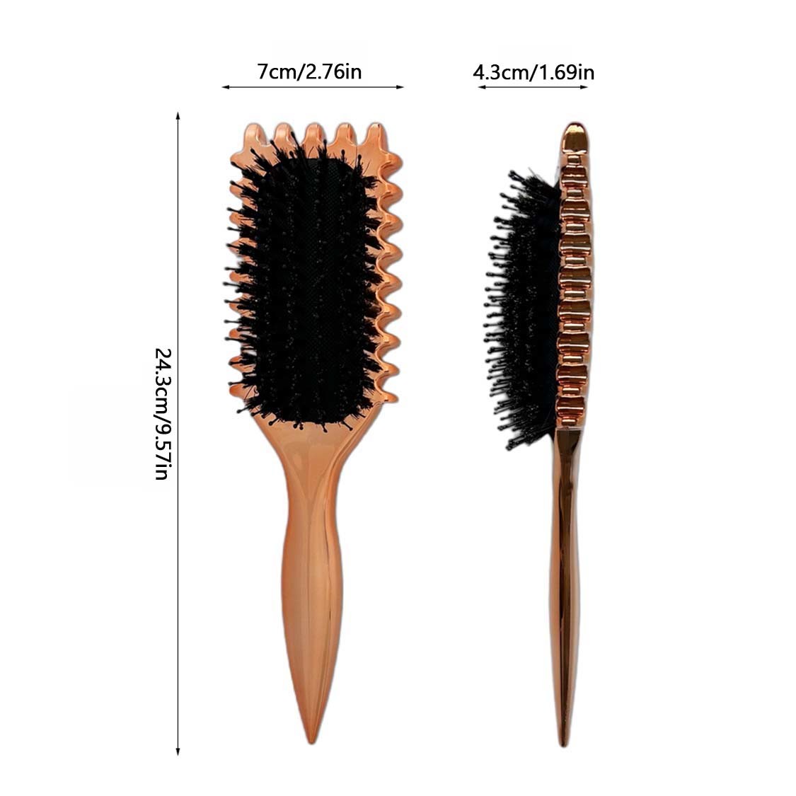 Gold Plated Curling Brush, Curl Defining Brush, Curl Brush For Curly Hair, For Combing And Shaping Men's And Women's Curls To Reduce Pulling And Curl Separation