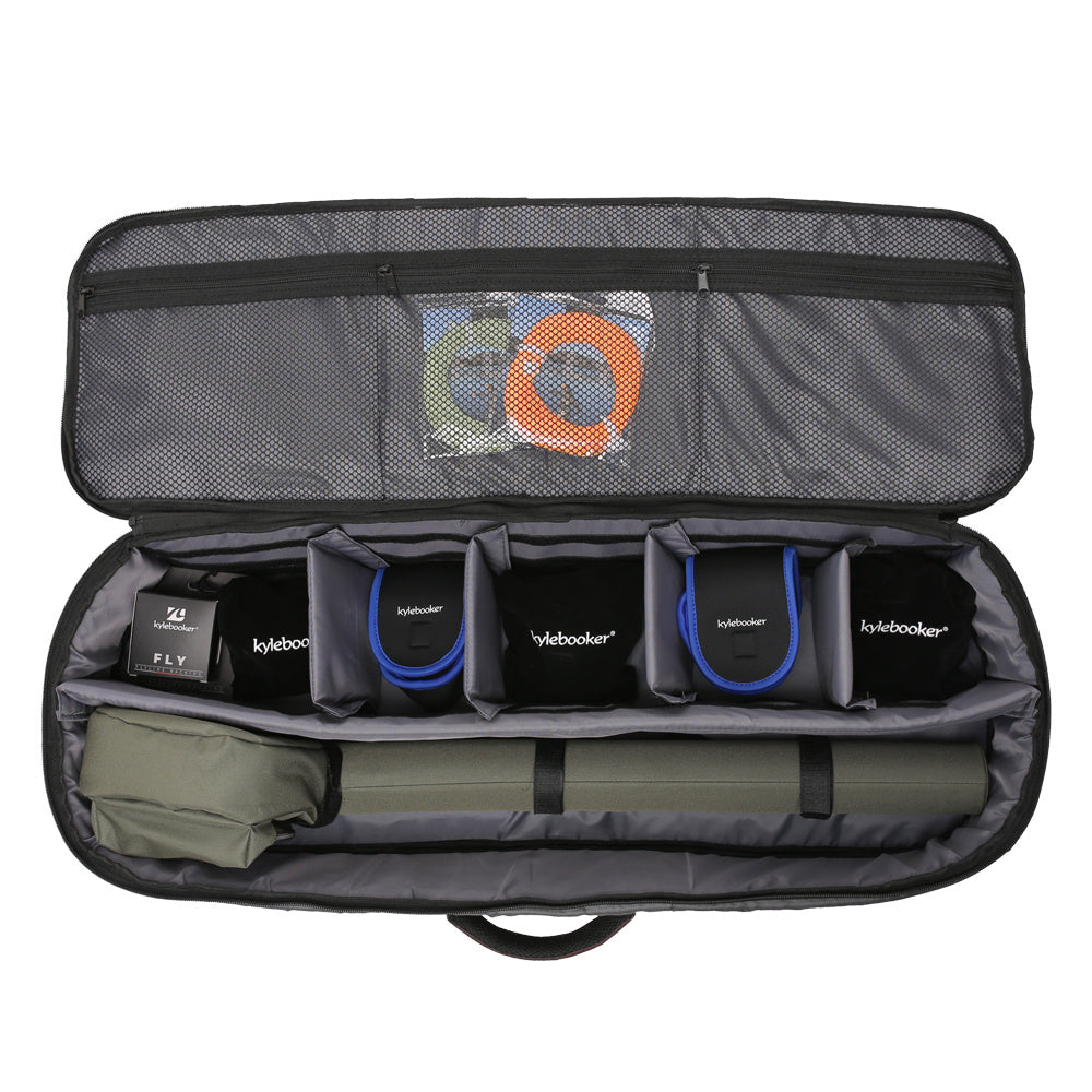Kylebooker RB03 Fly Fishing Rod & Gear Bag Case; Hold up to 4 Fishing Rods; Heavy-Duty Honeycomb Frame