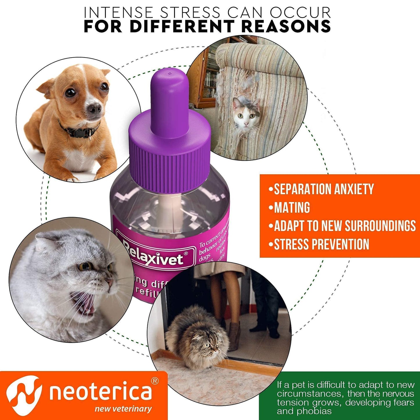 Calming Cat Diffuser Refill 6 Pcs Anti Anxiety Pet Products Feline Calm Pheromones Cats Comfort Stress Relief Help with Pee New Zone Aggression Fighting with Dogs Behavior Control
