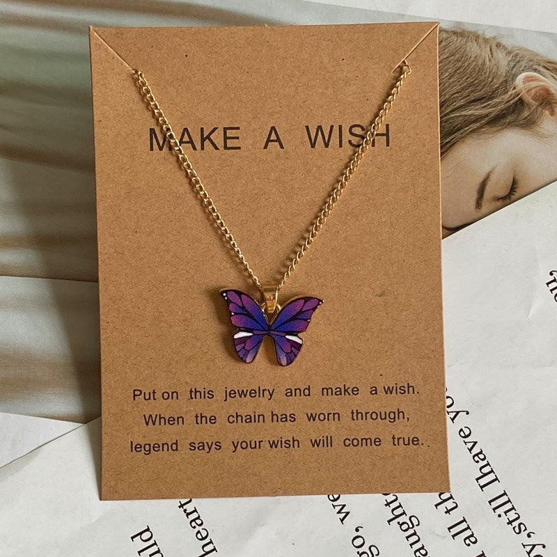 Fashion Women Necklace Korea Style New Butterfly Pendant Necklace Gift For Girl Cute Lovely Neck Jewelry Wholesale Dropshipping