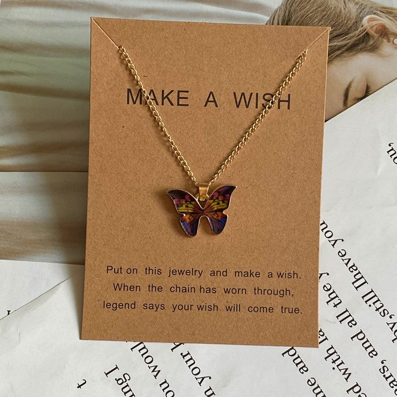 Fashion Women Necklace Korea Style New Butterfly Pendant Necklace Gift For Girl Cute Lovely Neck Jewelry Wholesale Dropshipping