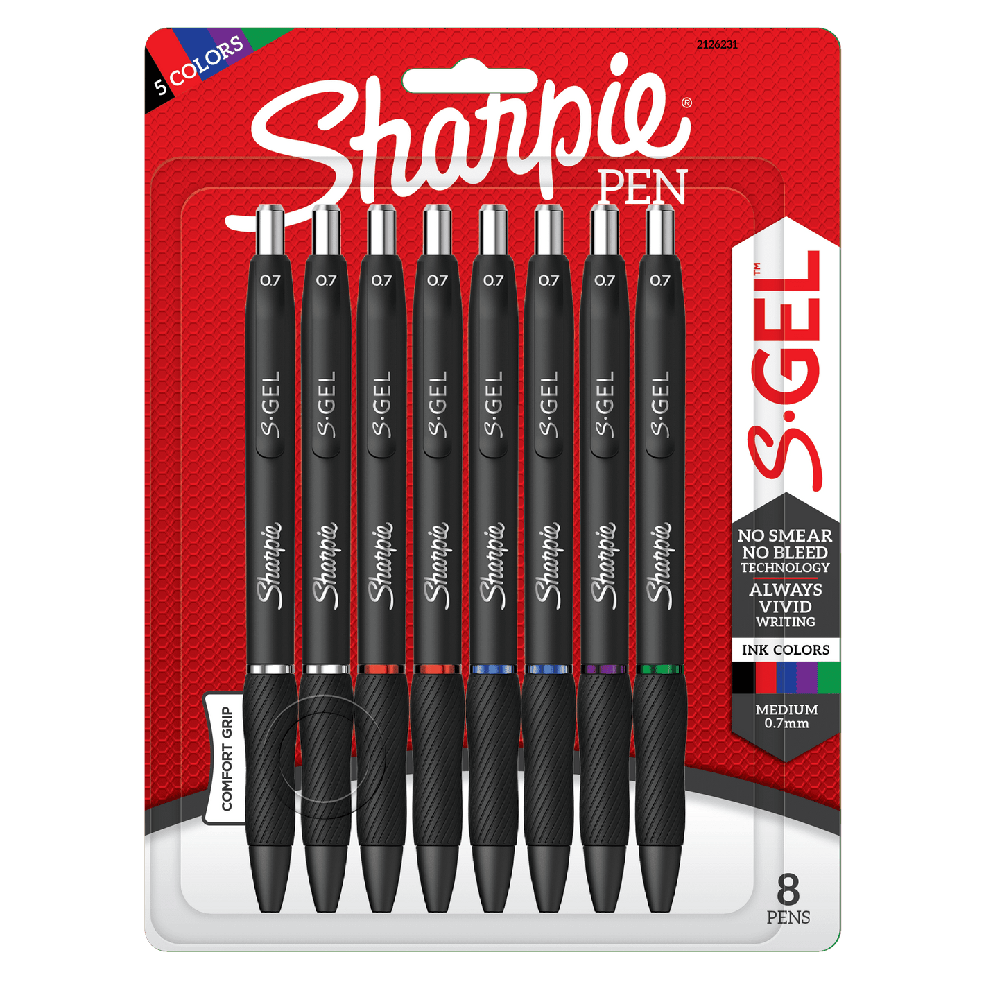 Sharpie S-Gel Gel Pens, Medium Point, 0.7mm, Assorted, 8 Count