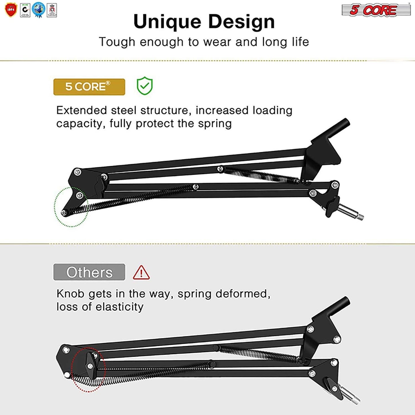 5 Core Mic Arm Adjustable Boom Microphone Stand Desk Mount Heavy Duty Brazo Para Microfono for Condenser Dynamic Mics - MS ARM BLU