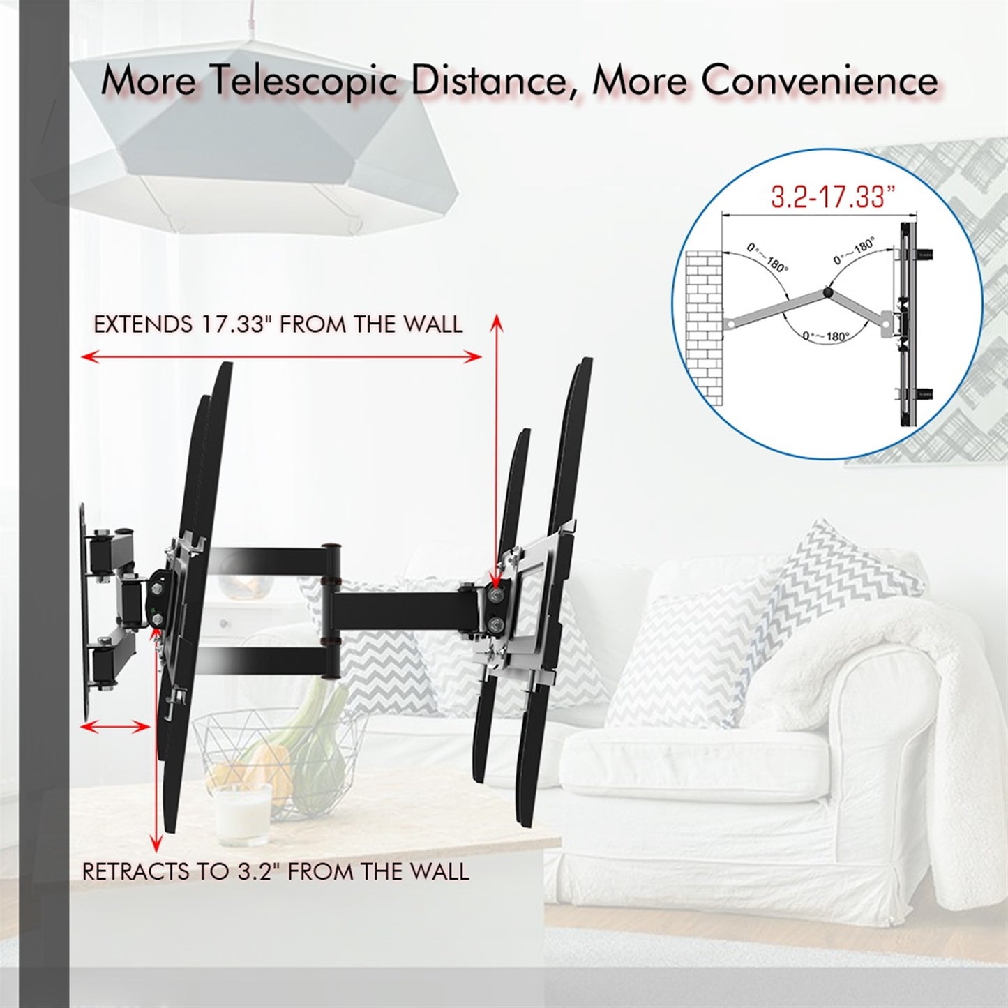 32-65" Single Pendulum Small Base TV Stand Tmxd-103 Bearing 35KG / VESE400*400 / Up And Down -10~ 10°
