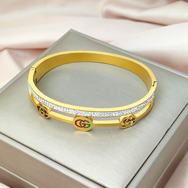 Explosive titanium steel bracelet fashion simple bracelet with diamonds do not lose color bracelet jewelry wholesale