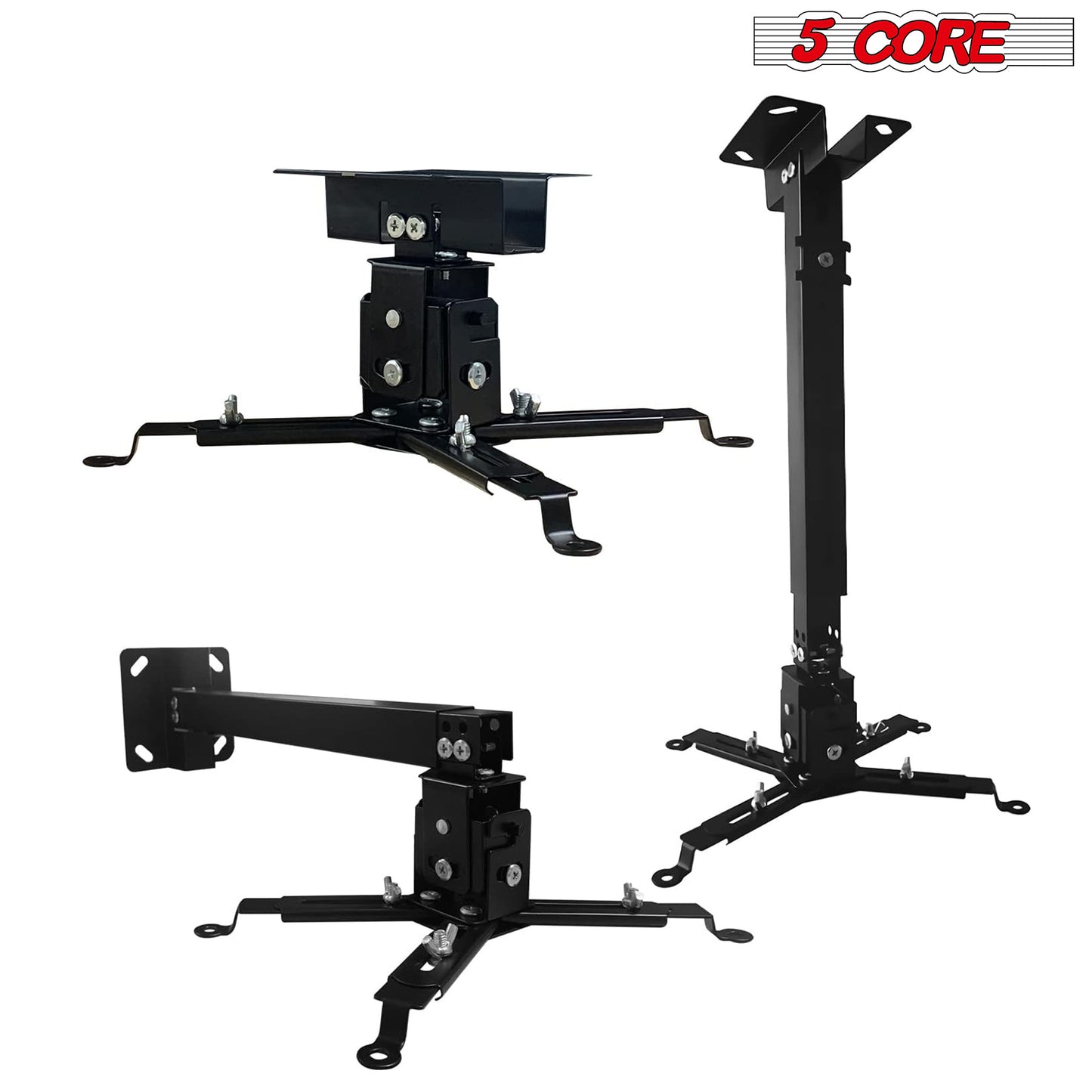 Projector Stabd HD Ceiling Mount Universal Black Extendable Bracket TILT Wall Mount Hanger Supports up to 40 lbs Mounting for Most Projectors Video - 5 Core PS 01 BLK