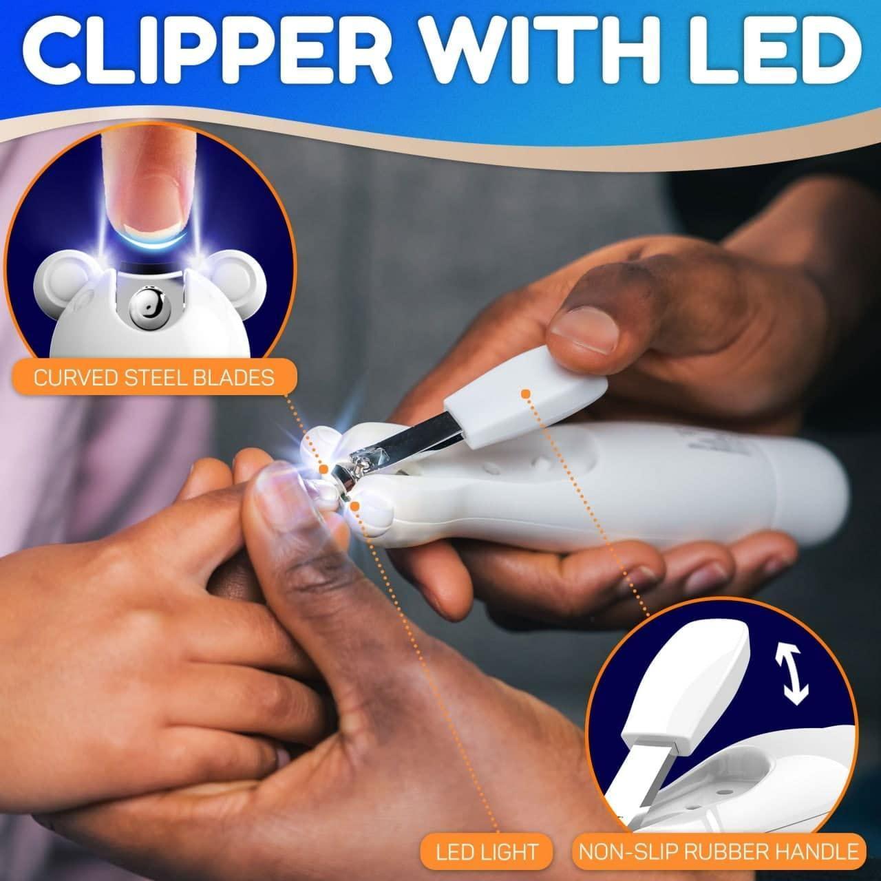 White Baby Nail Trimmer Electric Rechargeable Baby Nail Clippers File with Light for Newborn Infant Toddler Kids Baby Manicure Fingernail Care Set w Scissors Baby Nail Grinder Cutter