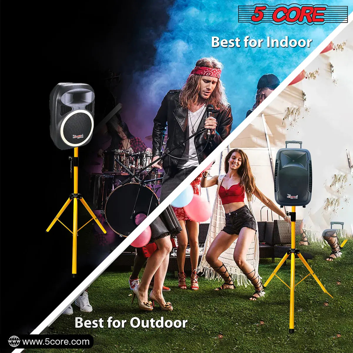 5 Core Speaker Stand Tripod Floor Tall Adjustable Up to 72 Inch DJ Studio Monitor Stands Pole Mount -- SS ECO 1PK WoB