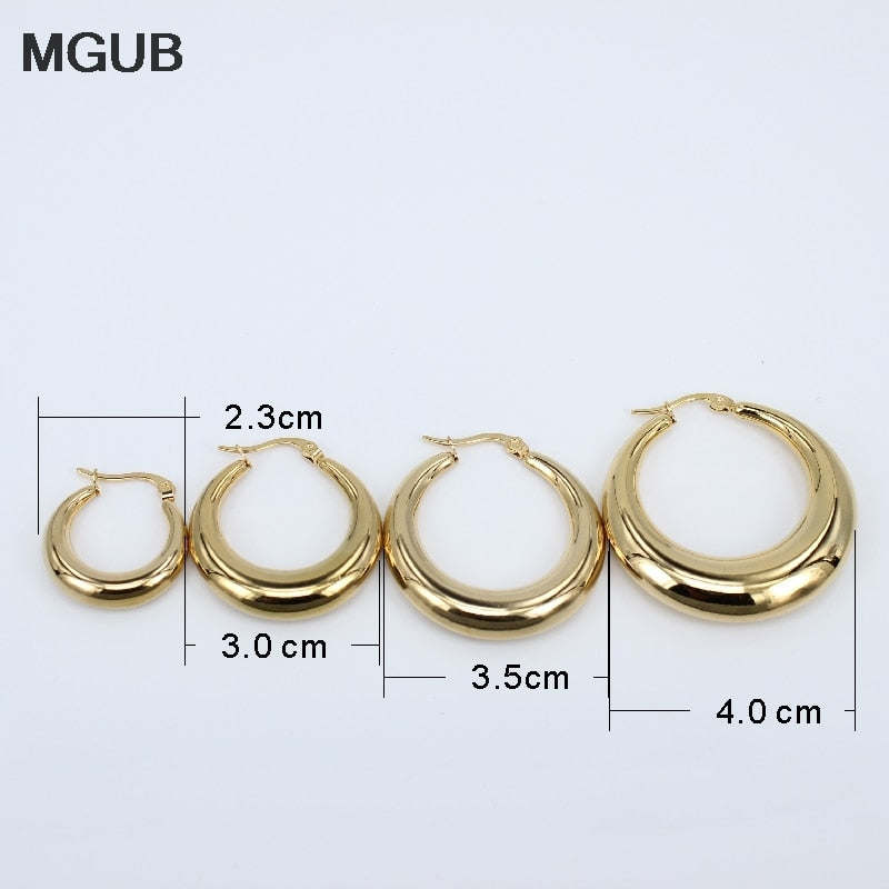 Smooth Exquisite Big Circle Hoop Earrings for Women Girl Wedding Party Stainless Steel Jewelry