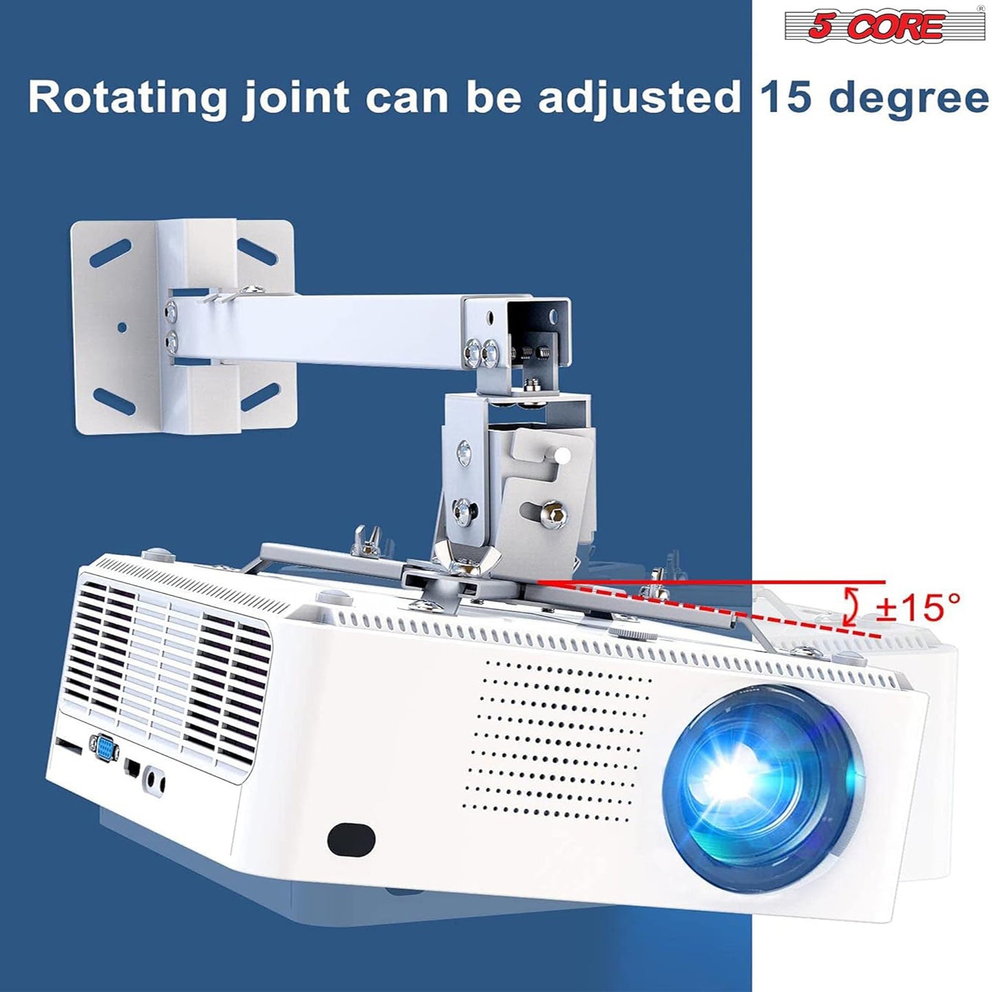 5 Core White Projector Stand Ceiling Wall Mount Universal Projectors Adjustable w Mounting Bracket - PS 01 WH