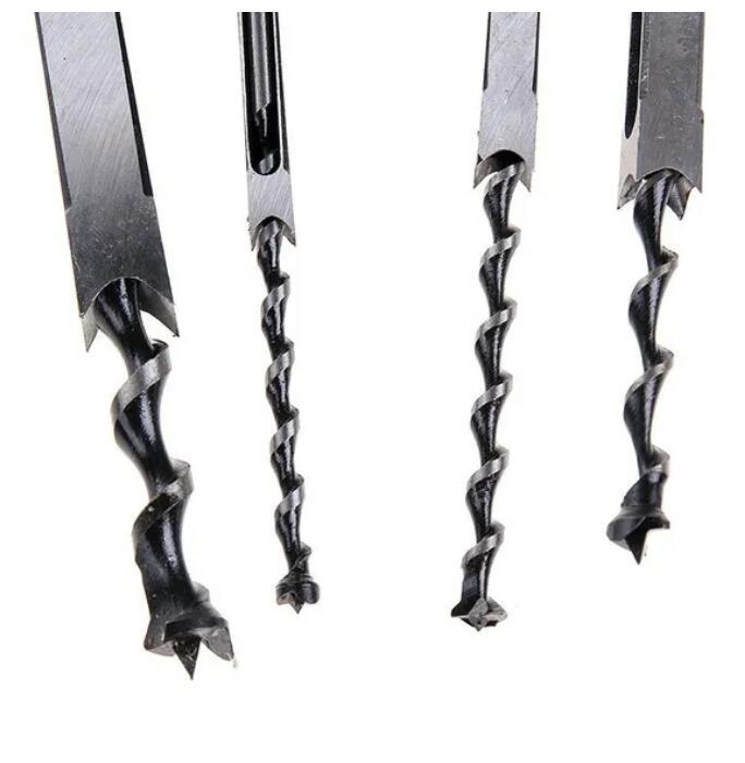 Square Hole Saw Auger Drill Bit Cut Mortising Chisel Woodworking Tool Set