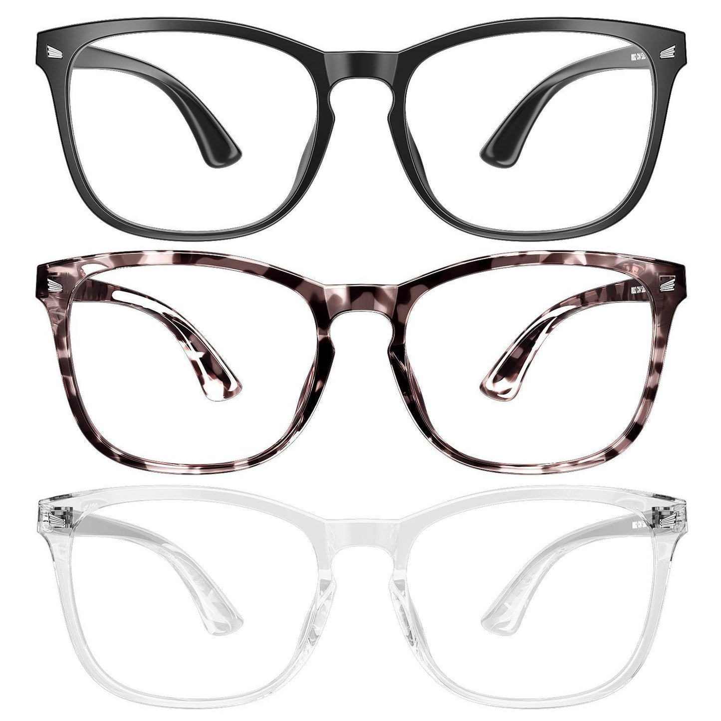 G8082 Blu-ray Glasses 3P Sand Black + Transparent White + Leopard Color