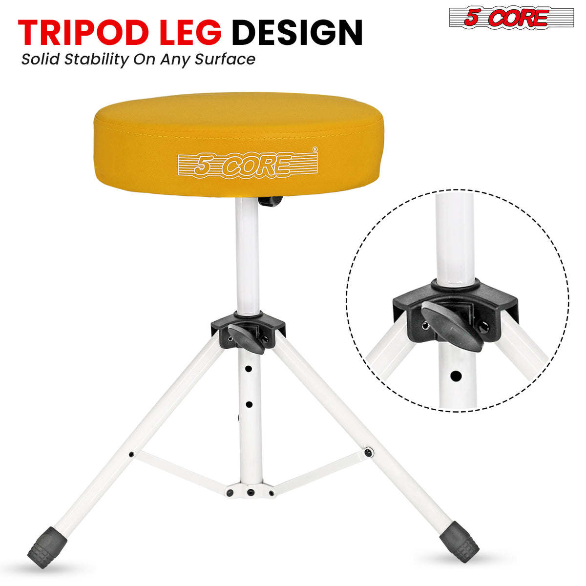 5Core Drum Throne Padded Guitar Stool Height Adjustable Drummer Seat Music Chair for Adults And Kids - DS 01