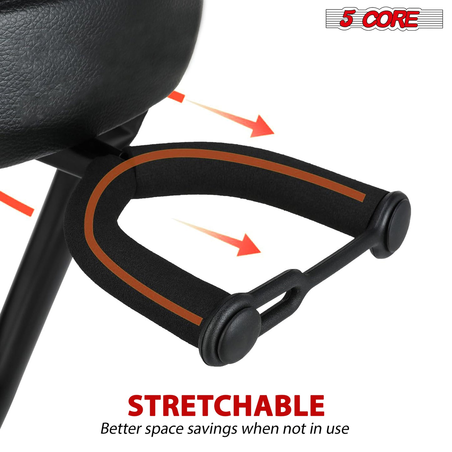 5 Core Guitar Stool • w Comfortable Padded Seat • Foot Rest • Guitar Holder w 300 Lbs Capacity - GSTOOL BLK