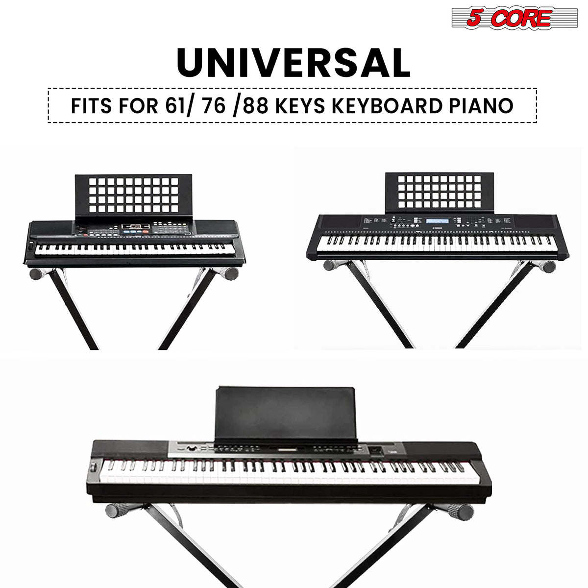 5 Core Keyboard Stand Adjustable Digital Electric Piano Synthesizer Music Stands For 61 76 88 Keys - KS 1X