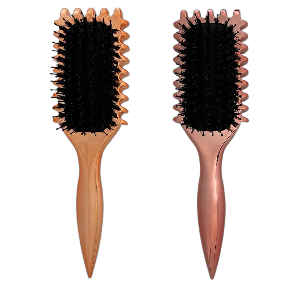 Gold Plated Curling Brush, Curl Defining Brush, Curl Brush For Curly Hair, For Combing And Shaping Men's And Women's Curls To Reduce Pulling And Curl Separation