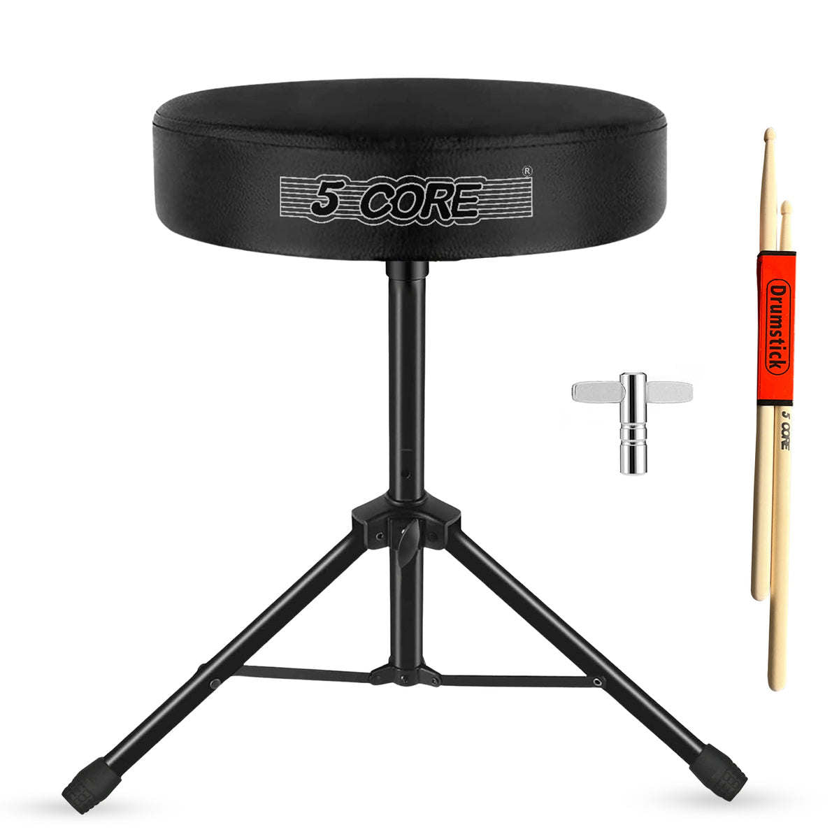 5Core Drum Throne Padded Guitar Stool Height Adjustable Drummer Seat Music Chair for Adults And Kids - DS 01