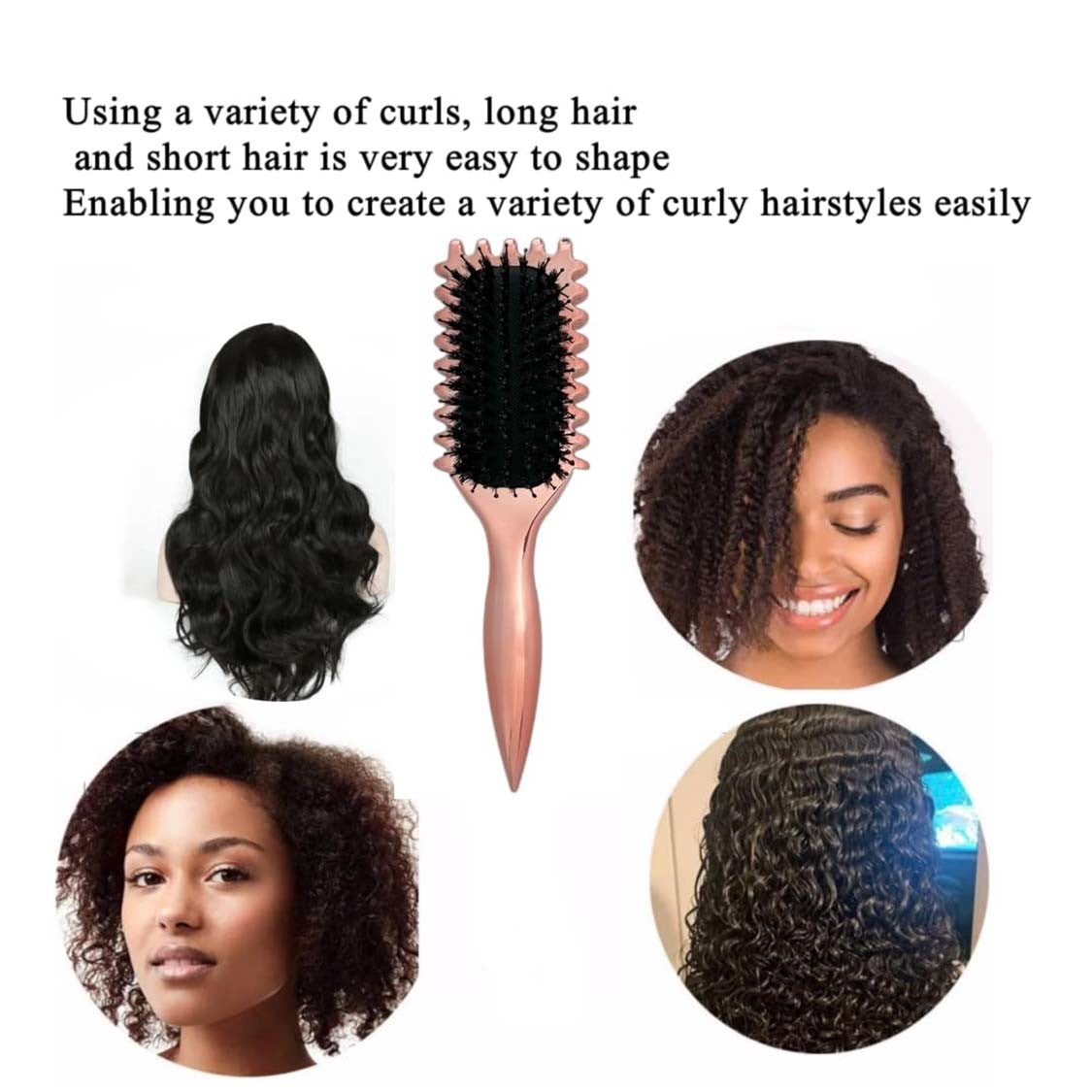 Gold Plated Curling Brush, Curl Defining Brush, Curl Brush For Curly Hair, For Combing And Shaping Men's And Women's Curls To Reduce Pulling And Curl Separation