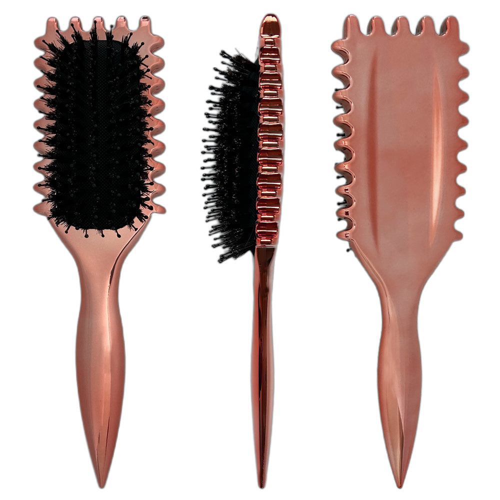 Gold Plated Curling Brush, Curl Defining Brush, Curl Brush For Curly Hair, For Combing And Shaping Men's And Women's Curls To Reduce Pulling And Curl Separation