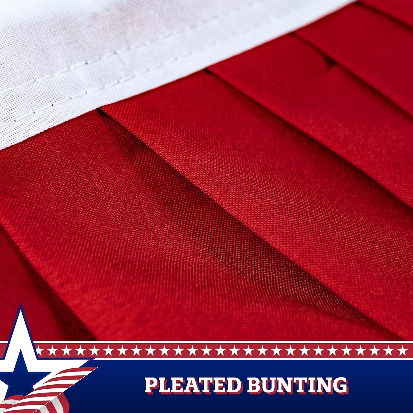 1 Pack USA Pleated Fan Flag 1.5x3 Feet American USA Bunting Decoration Flags PRINTED 150D Patriotic Stars and Stripes with Canvas Header and Brass Grommets