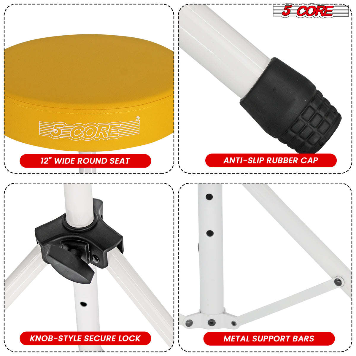 5Core Drum Throne Padded Guitar Stool Height Adjustable Drummer Seat Music Chair for Adults And Kids - DS 01