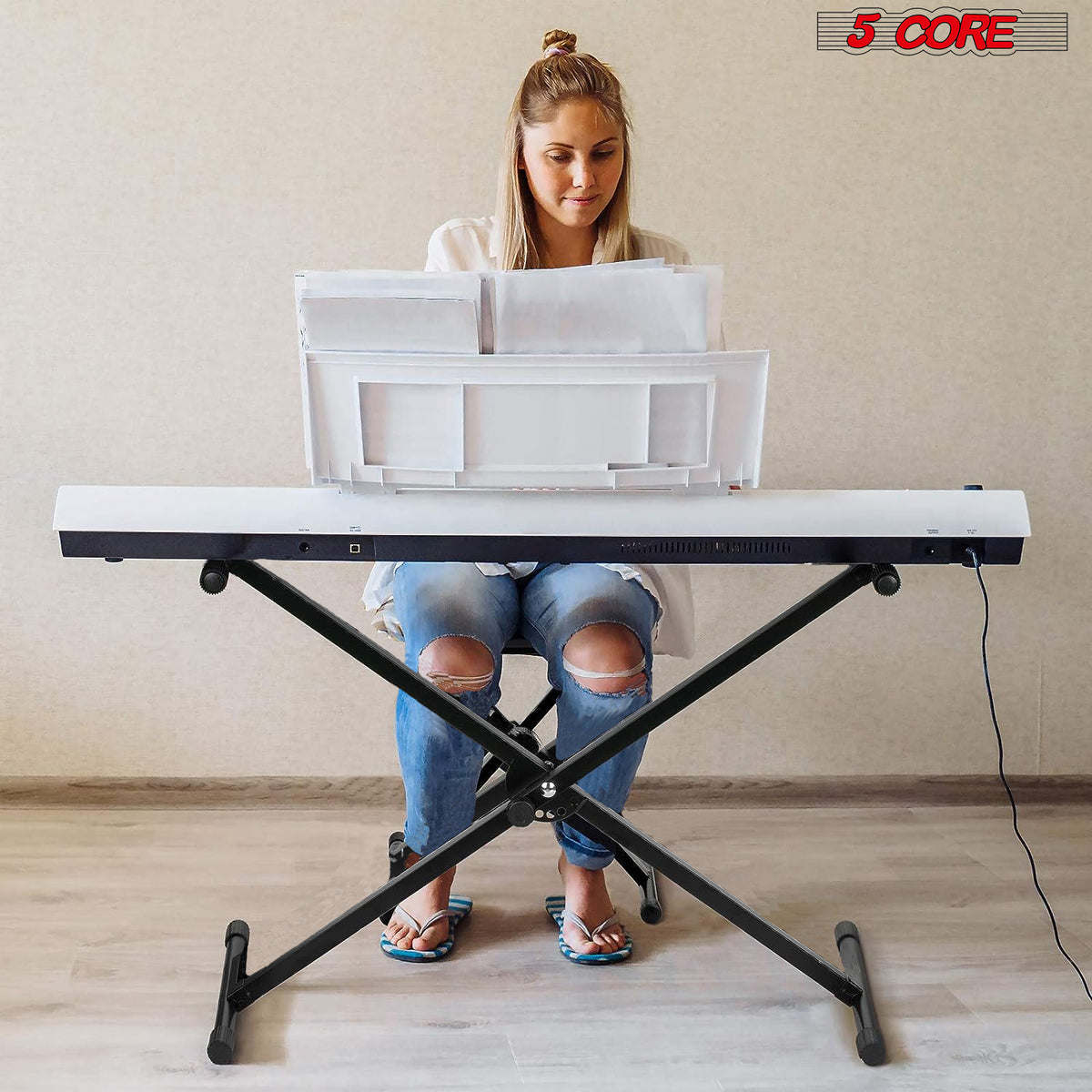5 Core Keyboard Stand Adjustable Digital Electric Piano Synthesizer Music Stands For 61 76 88 Keys - KS 1X