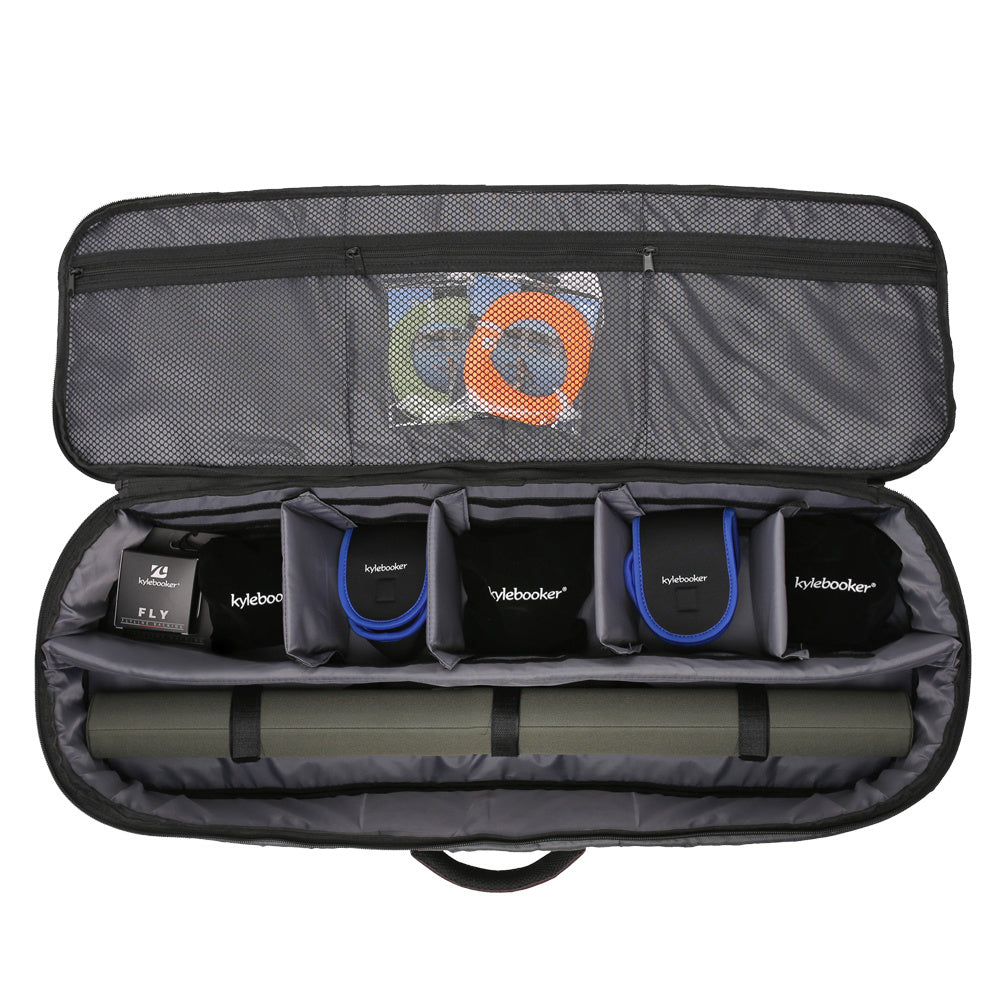 Kylebooker RB03 Fly Fishing Rod & Gear Bag Case; Hold up to 4 Fishing Rods; Heavy-Duty Honeycomb Frame