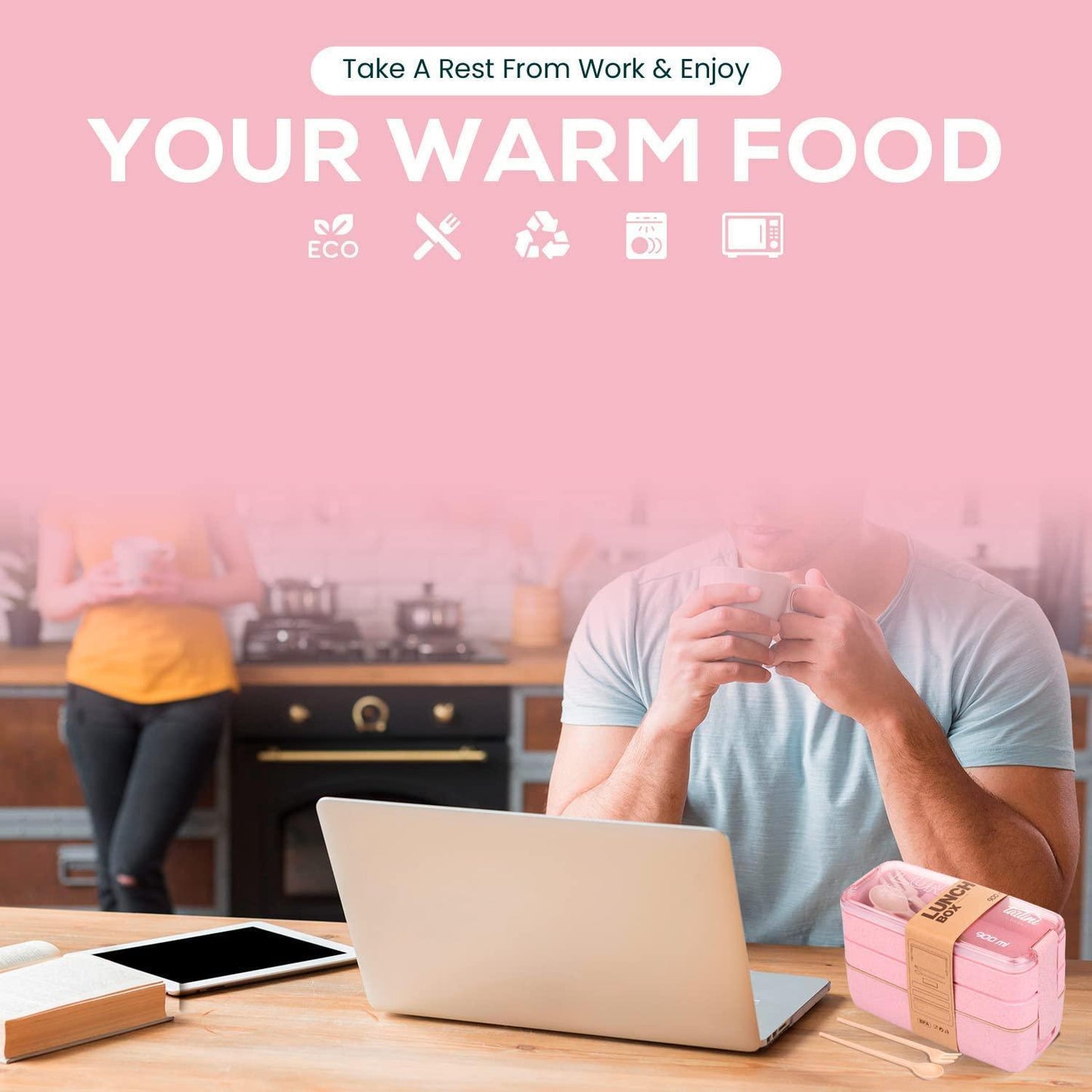 Pink Bento Box Lunch Containers Portable Microwave Japanese Bento Box Meal Prep Containers For Healthy Food For Adults Women Microwaveable Bowl Plastic Container