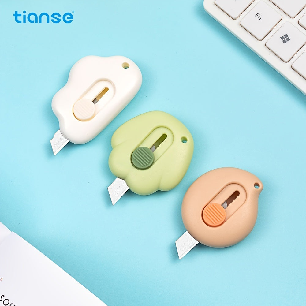 1pc TIANSE Mini Retractable Cloud Shaped Utility Knife Art Knife With Alloy Steel Splicing Knife Portable Letter Opener For Cutting Paper Cardboard Office School Stationery Tools