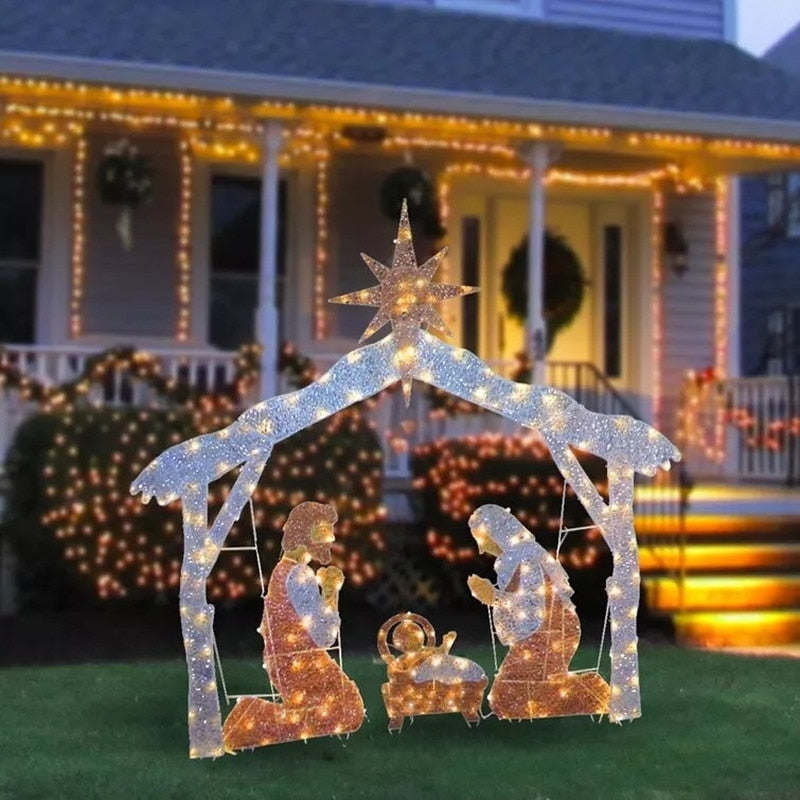 Tinsel Nativity Scene Home Decor Christmas Decoration Wedding