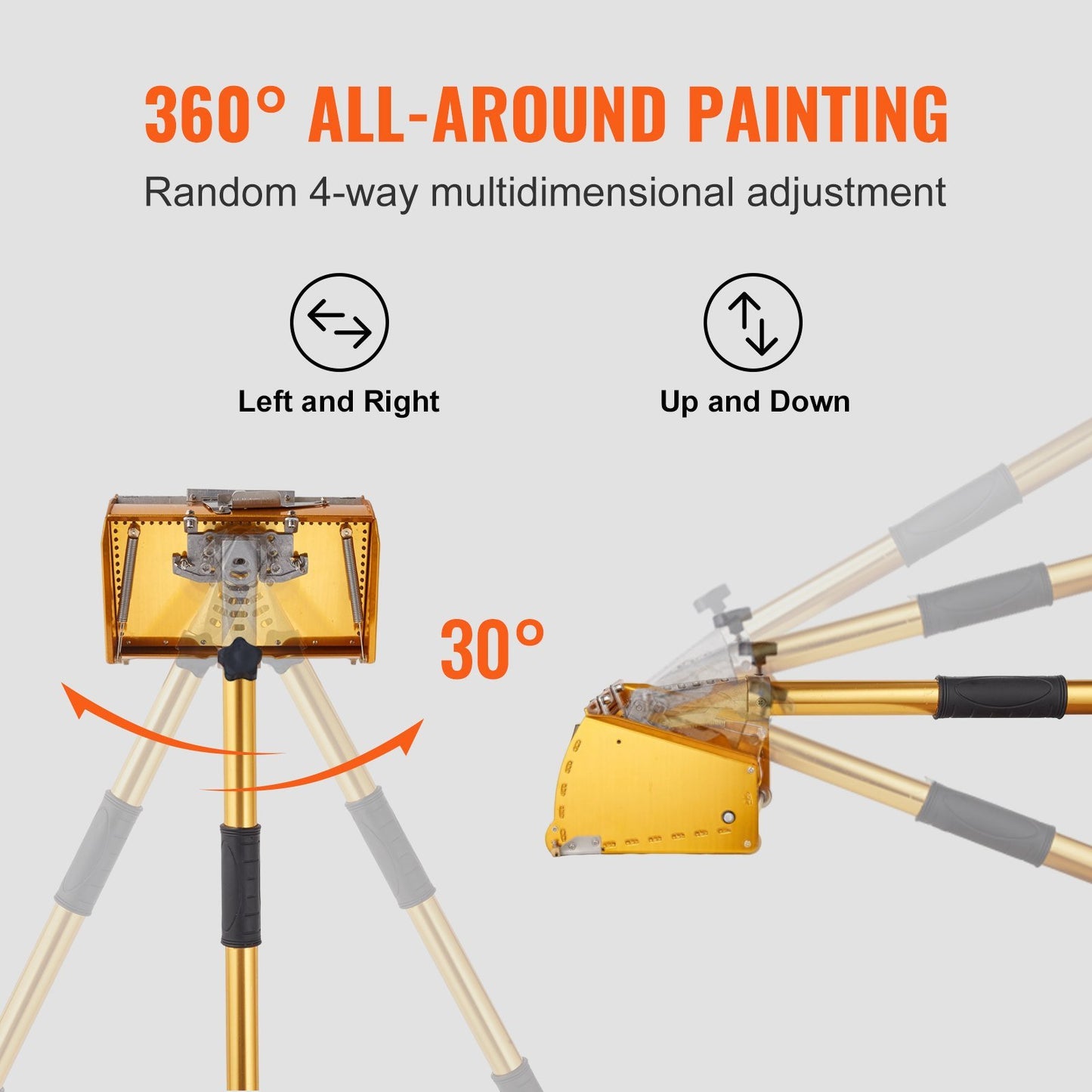 VEVOR Drywall Flat Box Handle; 40''-64''; Anodized Aluminum Flat Finishing Extension Handle; 5-Section Length Adjustable; Non-slip Grip and 360° Painting for Plasterboard; Wallboard; Sheetrock