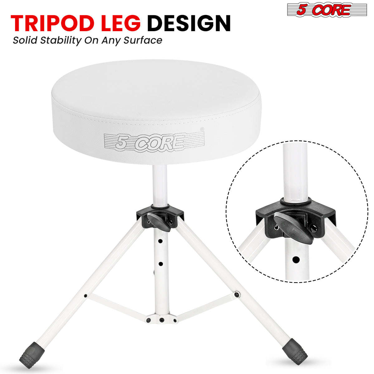 5Core Drum Throne Padded Guitar Stool Height Adjustable Drummer Seat Music Chair for Adults And Kids - DS 01