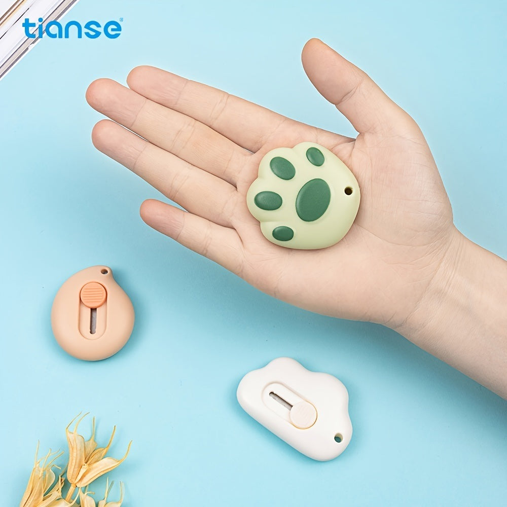 1pc TIANSE Mini Retractable Cloud Shaped Utility Knife Art Knife With Alloy Steel Splicing Knife Portable Letter Opener For Cutting Paper Cardboard Office School Stationery Tools