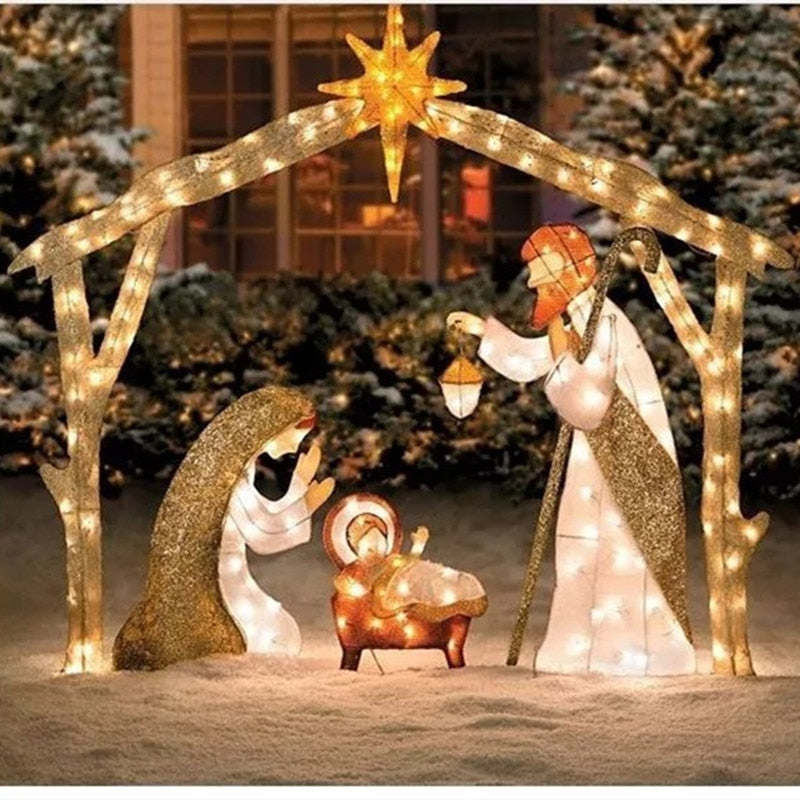 Tinsel Nativity Scene Home Decor Christmas Decoration Wedding