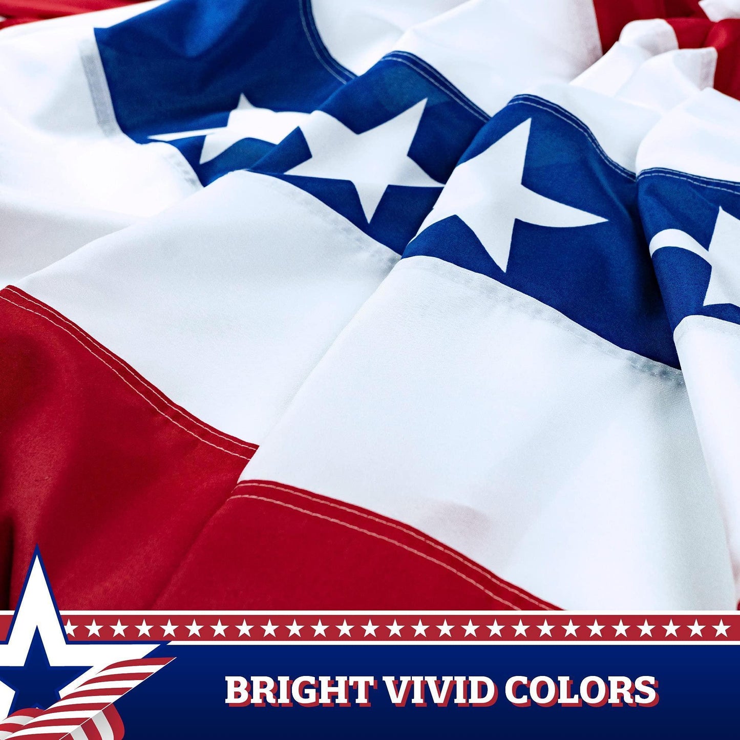 1 Pack USA Pleated Fan Flag 1.5x3 Feet American USA Bunting Decoration Flags PRINTED 150D Patriotic Stars and Stripes with Canvas Header and Brass Grommets