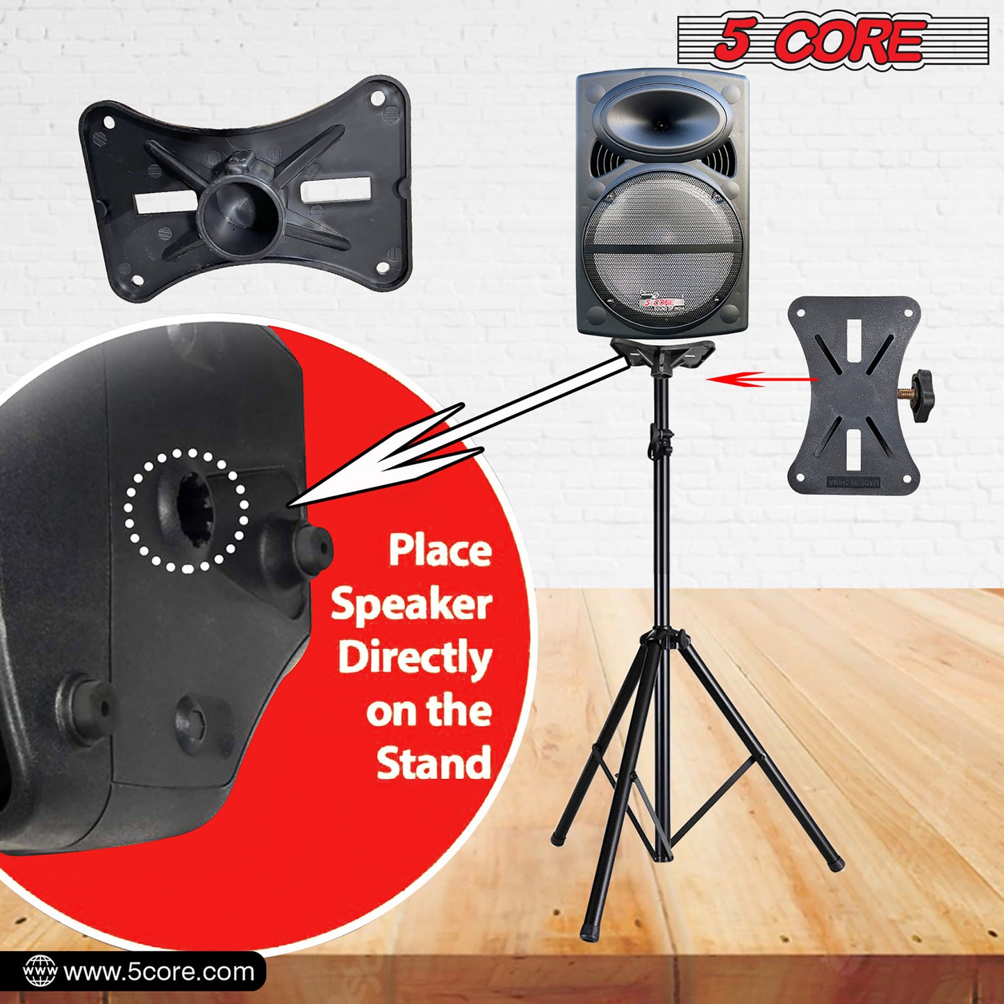 5 Core Speaker Stand Tripod Floor Tall Adjustable Up to 72 Inch DJ Studio Monitor Stands Pole Mount -- SS ECO 1PK WoB