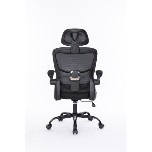 Ergonomic Mesh Office Chair with 3D Adjustable Lumbar Support, High Back Desk Chair with Flip-up Arms, Executive Computer Chair Home Office Task Swivel Rolling Chairs for Adults