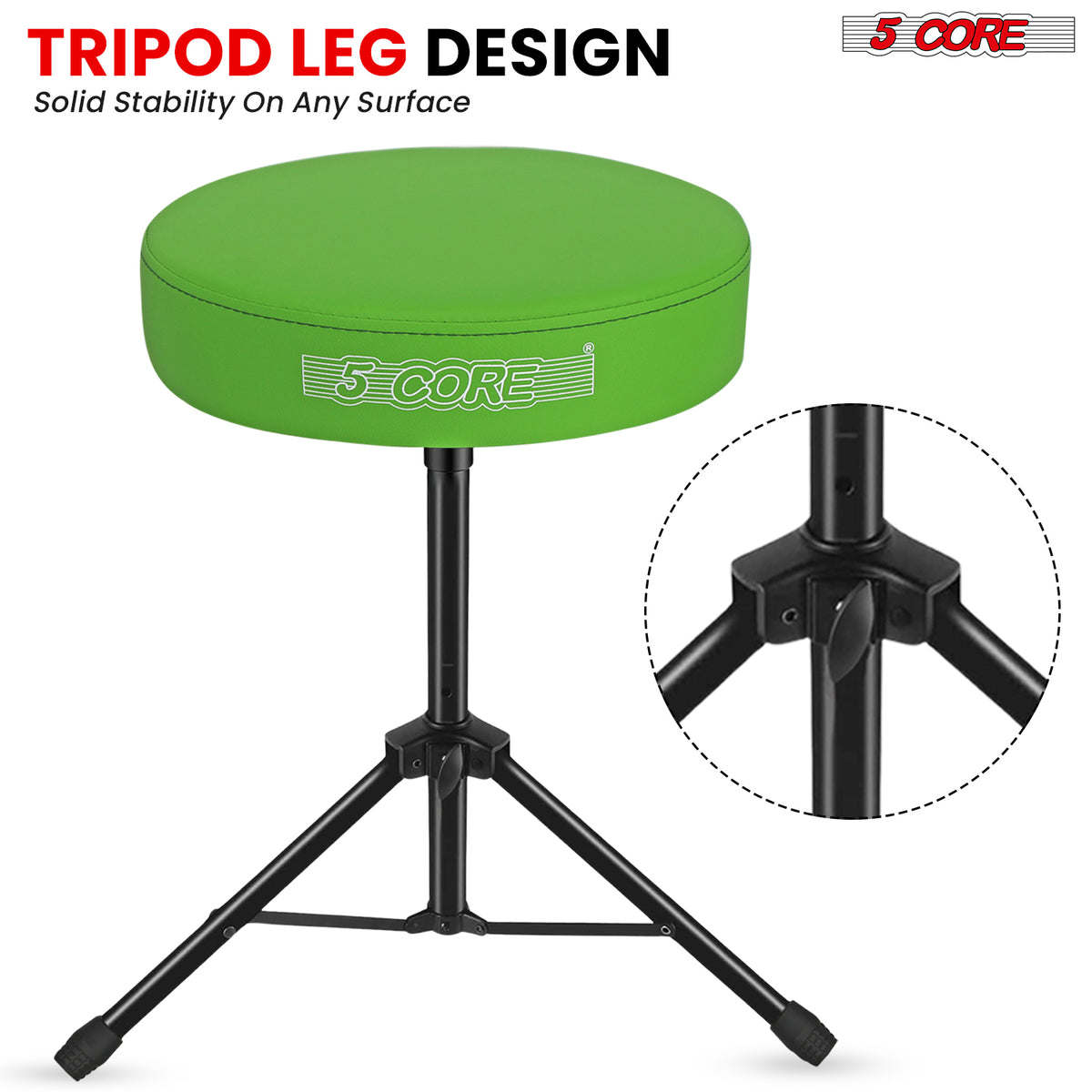 5Core Drum Throne Padded Guitar Stool Height Adjustable Drummer Seat Music Chair for Adults And Kids - DS 01