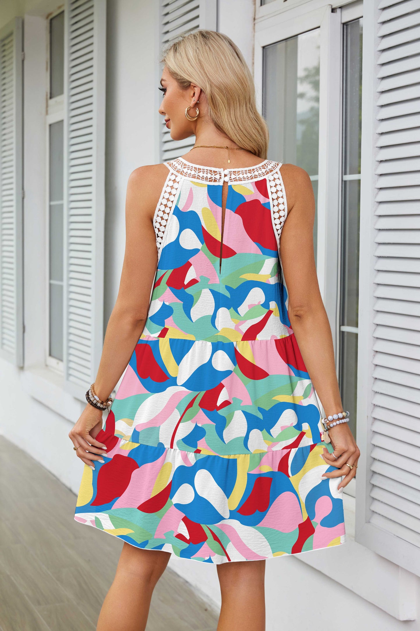 2024 women boho halter mini dress