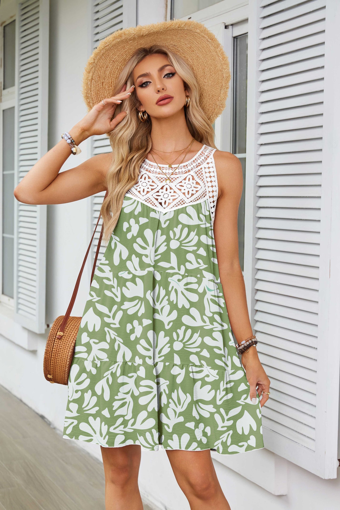 2024 women boho halter mini dress