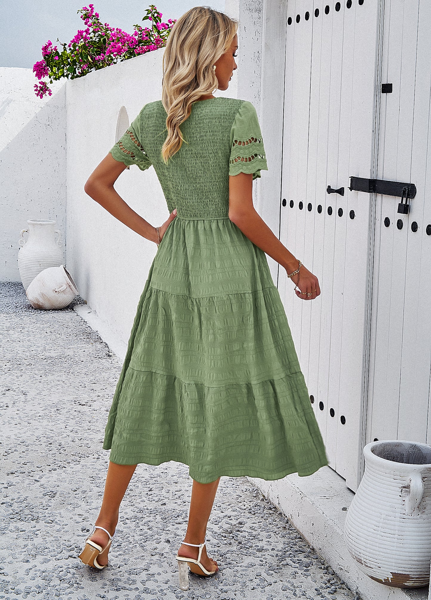 Galocmo 2024 Elegant Tiered Midi Dress