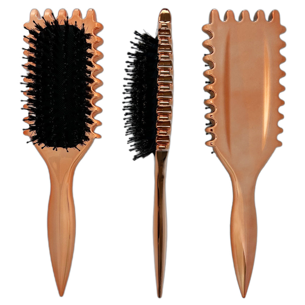 Gold Plated Curling Brush, Curl Defining Brush, Curl Brush For Curly Hair, For Combing And Shaping Men's And Women's Curls To Reduce Pulling And Curl Separation